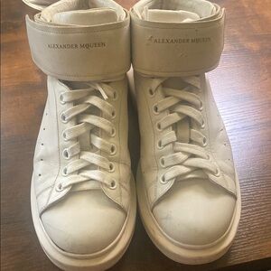 Alexander McQueen White High-Top Leather Sneakers size 42